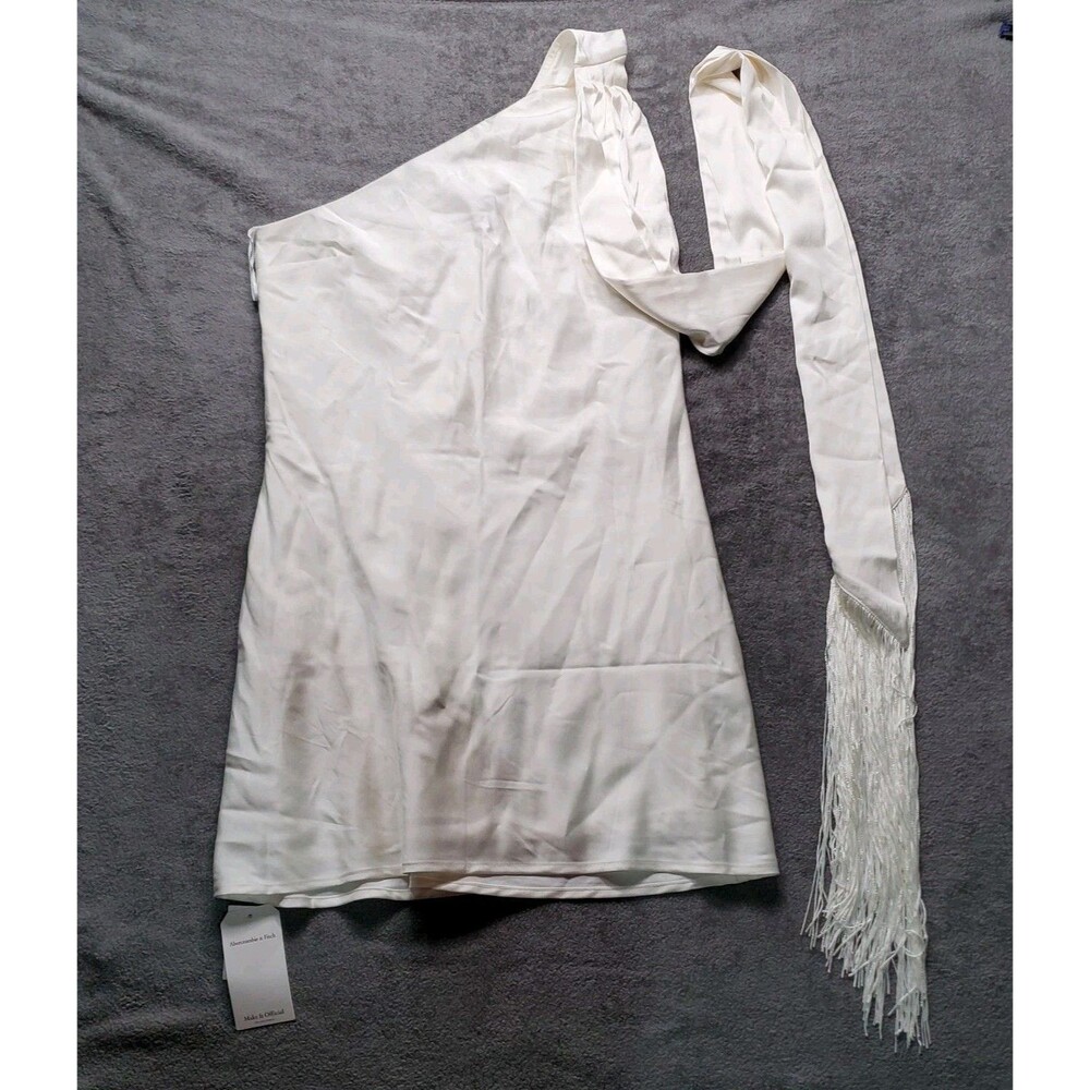 New Abercrombie & Fitch Medium Scarf Slip Mini Dress White Bridal Graduation